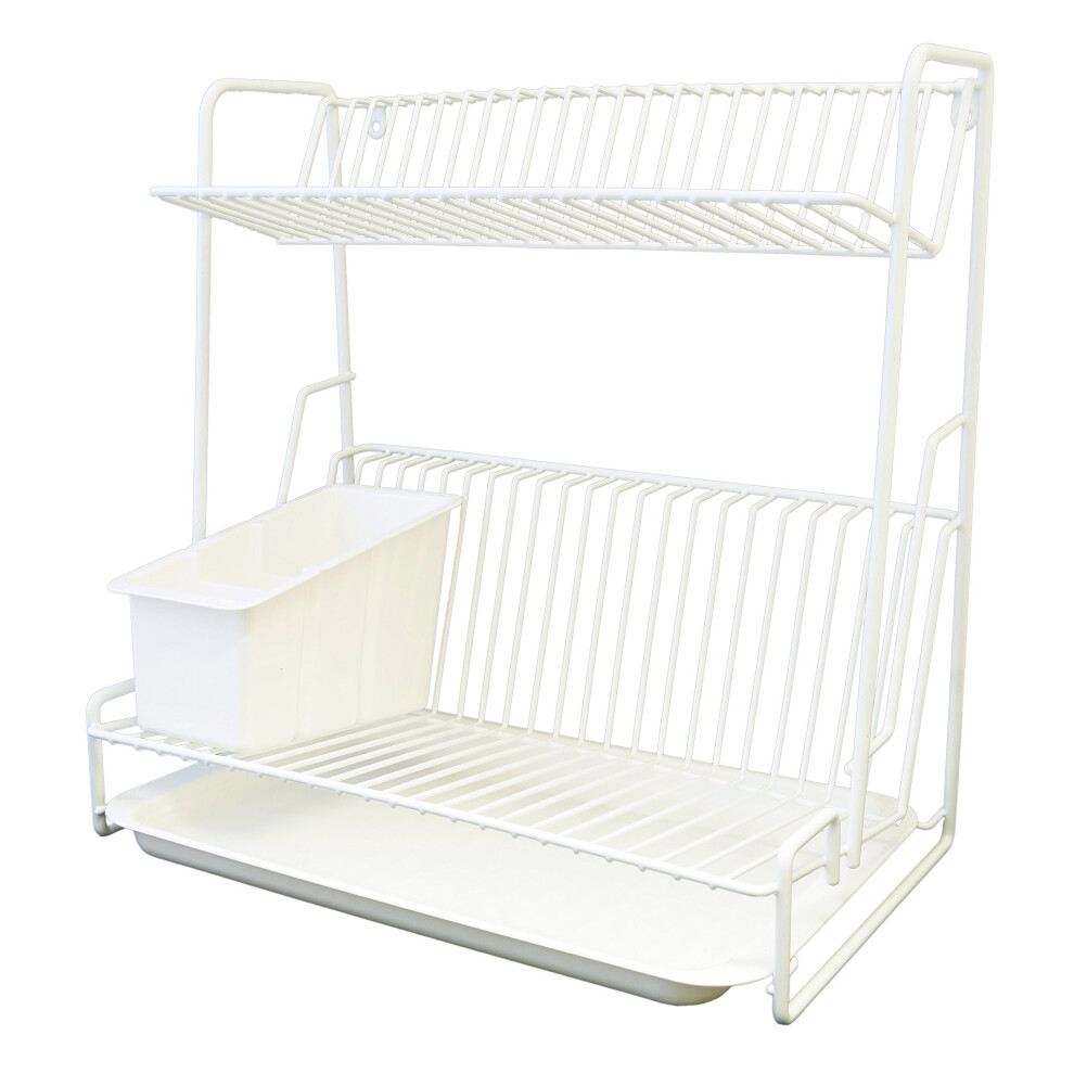 Delfinware 2 Tier Plate Rack, White