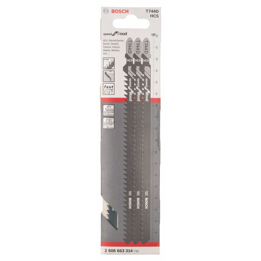Bosch Pro Stichsägeblatt Speed For Wood Zum Sägen In Holz (3 Stück, T 744 D)