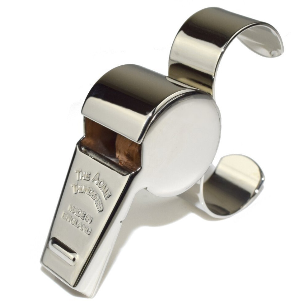 Acme-Made Acme Thunderer Finger Grip Metal Whistle Nickel-Plated (477/58.5) Large Black