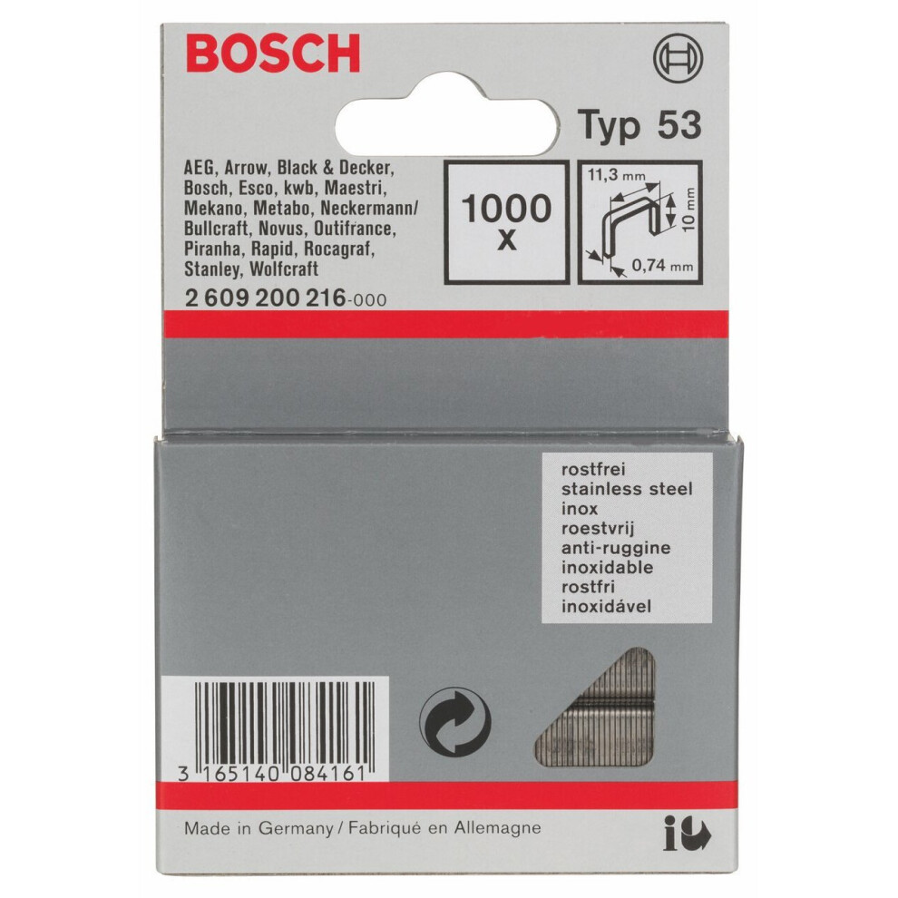 Bosch 2609200216 11.4 x 0.74 x 10 mm Type 53 Fine Staples