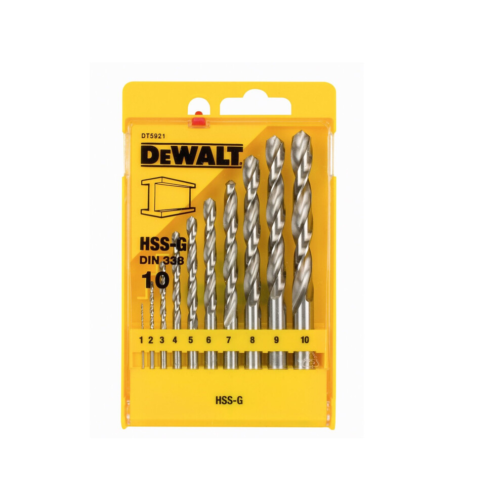 Dewalt HSS-G DIN 338 Jobber Metal Drill Bit Sets, 10 Pieces (DT5921)