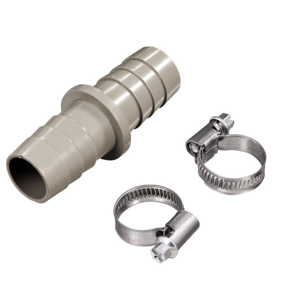 Xavax Connector for Washing Machine/Dishwasher Outlet Hose with 2 Hose Clips Drain Hose Connector