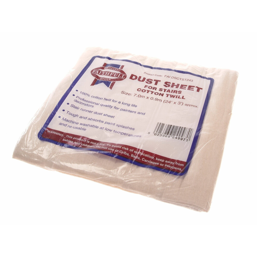 Faithfull Dsctst243 Dust Sheet Stair Cotton Twill 24Ft X 3Ft
