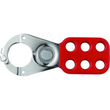 ABUS 33551 1-inch Steel Lock Off Tag Out Hasp with Shackle Clearance and Clamp - Red