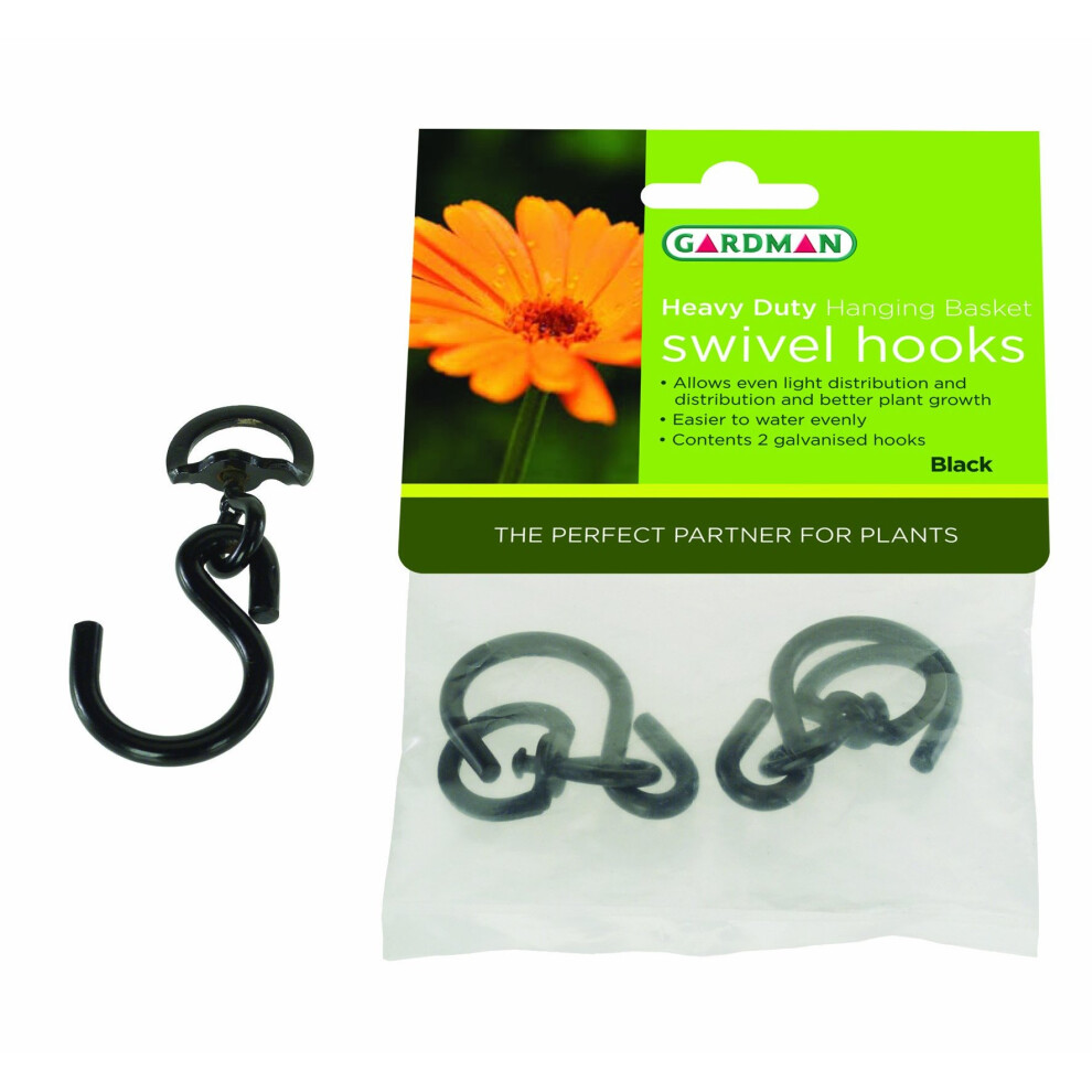 Gardman 01101 Hanging Basket Heavy Duty Swivel Hooks, Black, 11.5 x 1.5 x 20 cm
