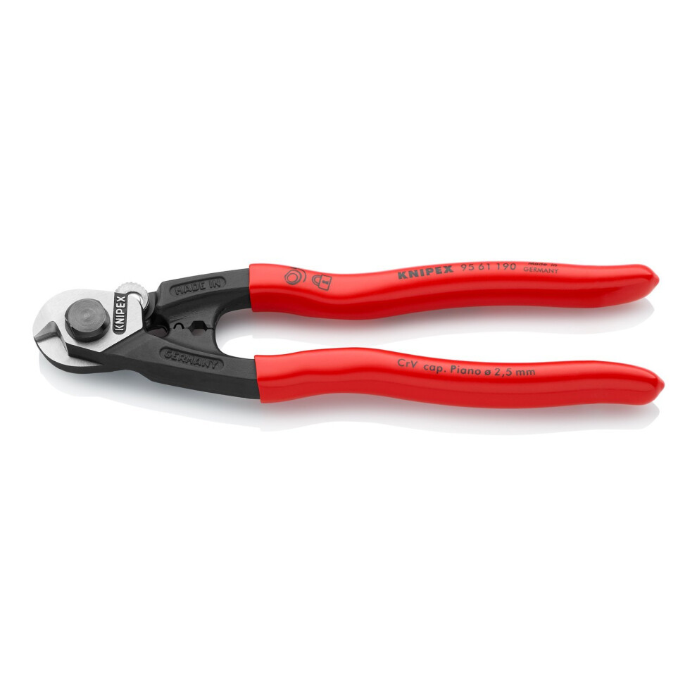 Knipex 95 61 190 wire rope cutters with two crimping dies