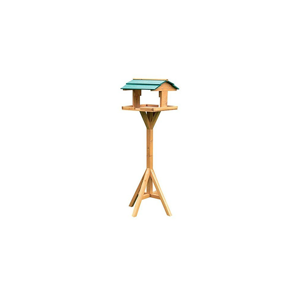 Kingfisher BF009 Traditional Wooden Bird Feed Table with Green Roof