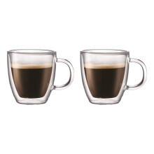 Bodum 10602-10 BISTRO Espresso Mugs Set (Double-Walled, Dishwasher Safe, 0.15 L/5 oz) - Pack of 2, Transparent