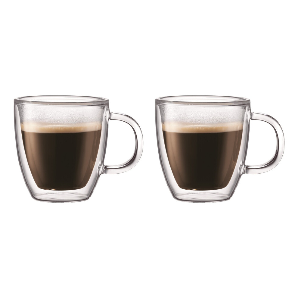 Bodum 10602-10 BISTRO  Espresso Mugs Set (Double-Walled, Dishwasher Safe, 0.15 L/5 oz) - Pack of 2, Transparent