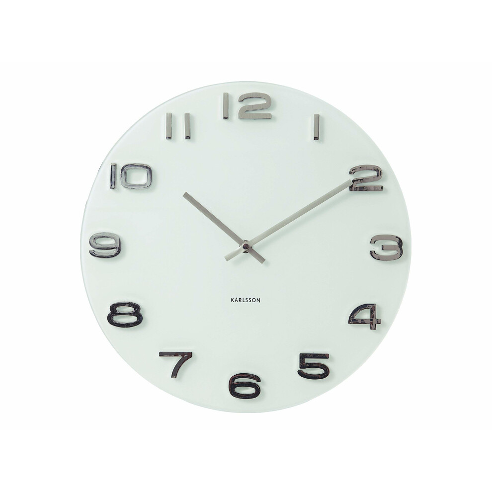 Karlsson Vintage Round Glass Wall Clock, White