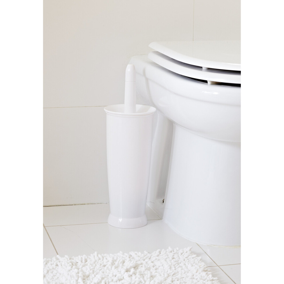 Addis Closed Toilet Brush Set, Plastic, White