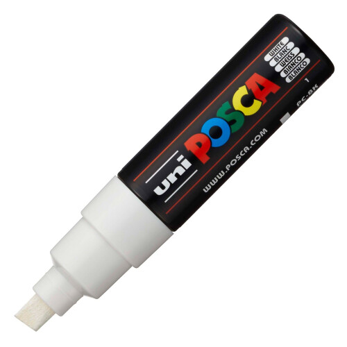 Uni-Ball Uni-Ball Posca Broad Chisel Tip Marker - White - PC-8K 1