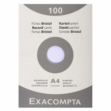 Exacompta 210 x 297 mm Bristol Squared Record Cards, White, Pack of 100