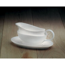 WM Bartleet & Sons Porcelain Gravy Boat and Stand White