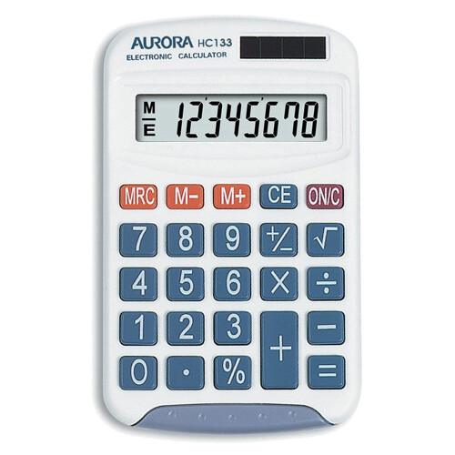 Aurora World Aurora HC133 Handheld Calculator (Ideal for Primary School Use)-White