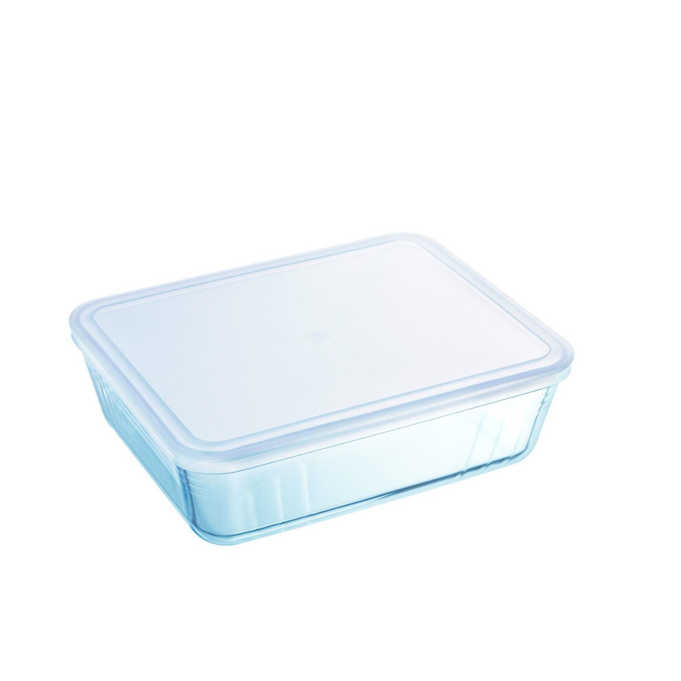 Pyrex Rectangular Dish with Plastic Lid, 0.8L