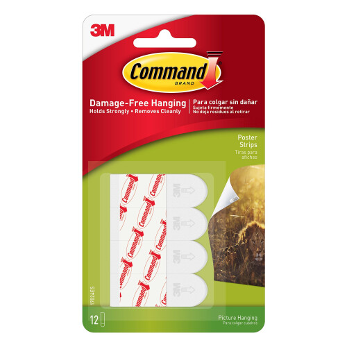 3M Command 17024 Poster Mounting Adhesive Strips - White, Pack of 1