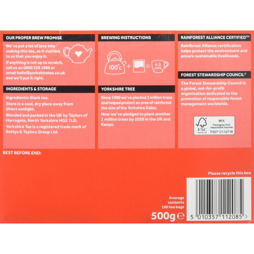Yorkshire Tea Yorkshire 160 Tea Bags, 500 g 2