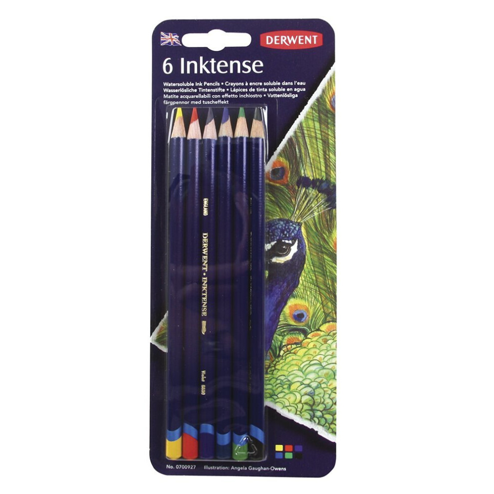 Derwent Inktense Permanent Watercolour Pencils, Set of 6, Professional Quality, 0700927