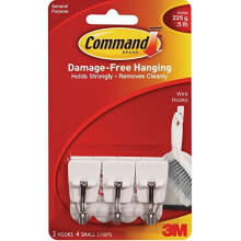 Command 17067ES Kitchen Utensil Hooks with Command Adhesive Strips - Small, White