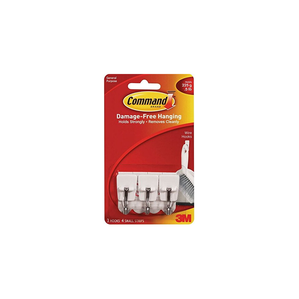 Command 17067ES Kitchen Utensil Hooks with Command Adhesive Strips - Small, White