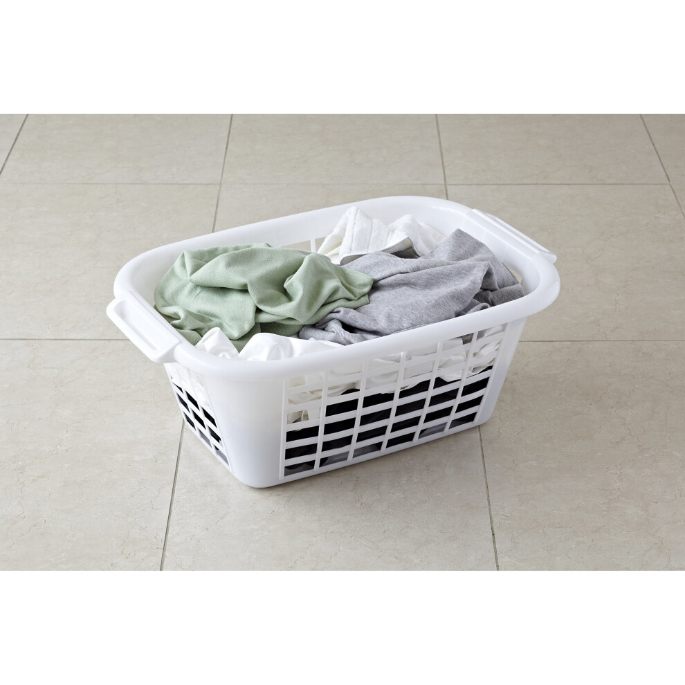 Addis White Rectangular Laundry Basket In 40L Large