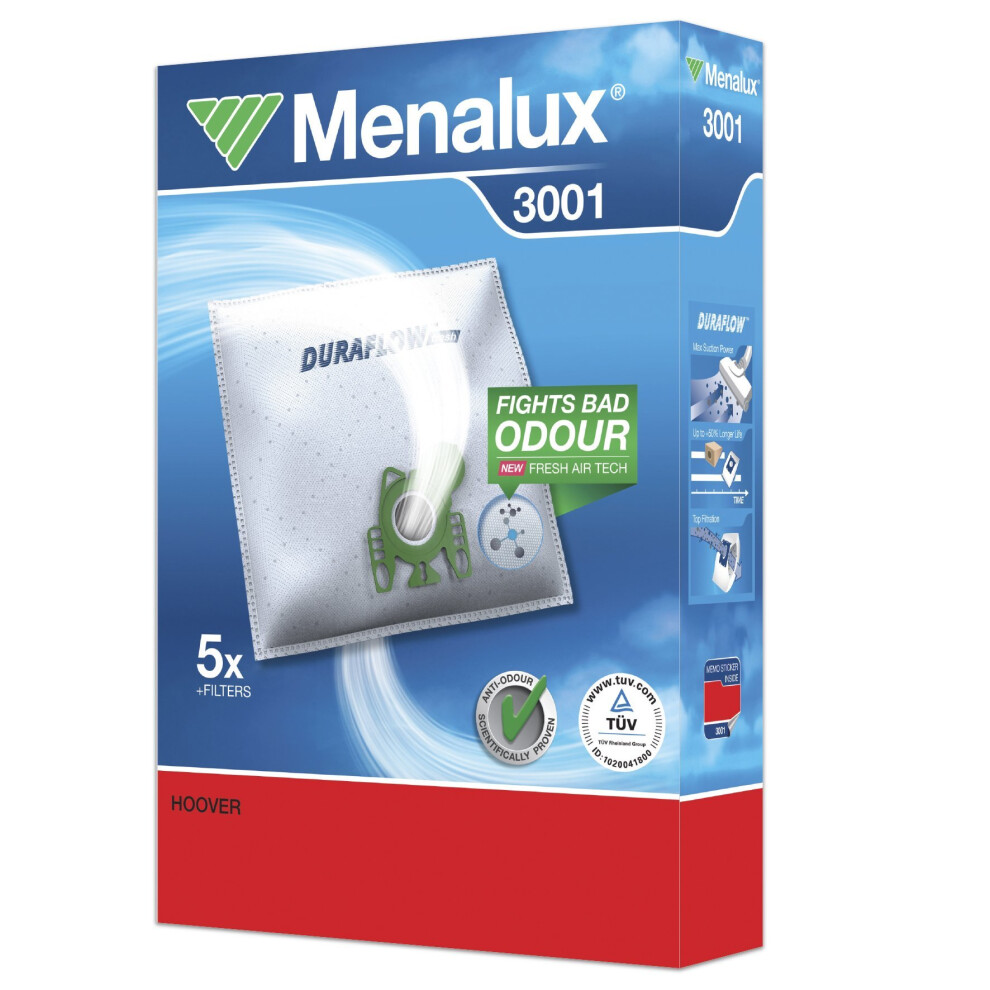 Menalux 3001 Pack of 5 Dustbags, 1 Motor Filter and 1 Micro Filter