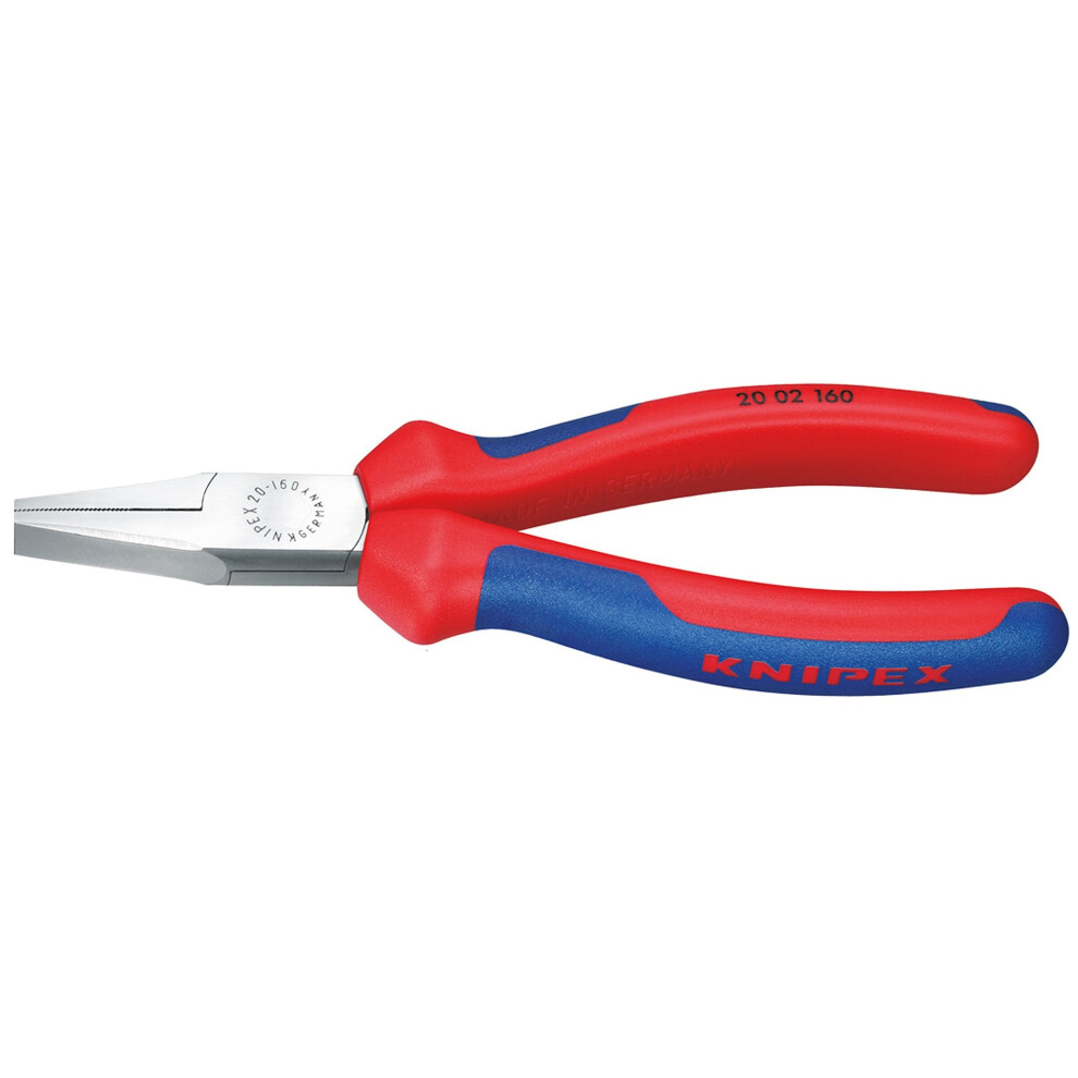 KNIPEX 20 02 160 Flat Nose Pliers black atramentized with multi-component grips 160 mm