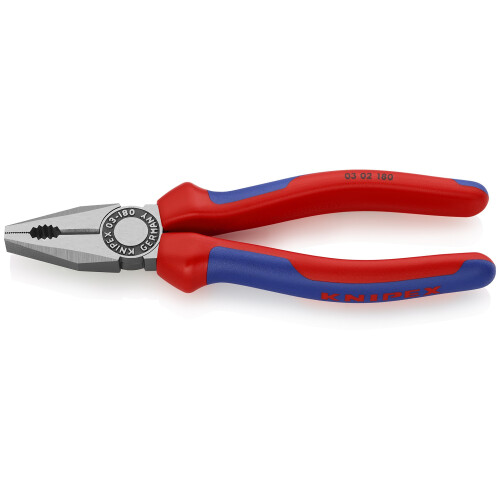 KNIPEX 03 02 180 Combination Pliers black atramentized with multi-component grips 180 mm
