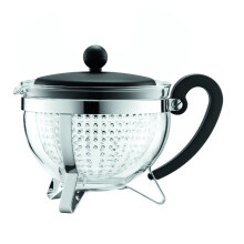 Bodum CHAMBORD Tea Pot (Coloured Plastic Lid, Filter, Heat-Resistant, 1.0 L/34 oz) - Black