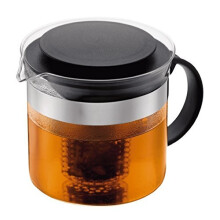 BODUM Bistro Nouveau Tea Press, Borosilicate Glass, Plastic Infuser - 1 L, Black