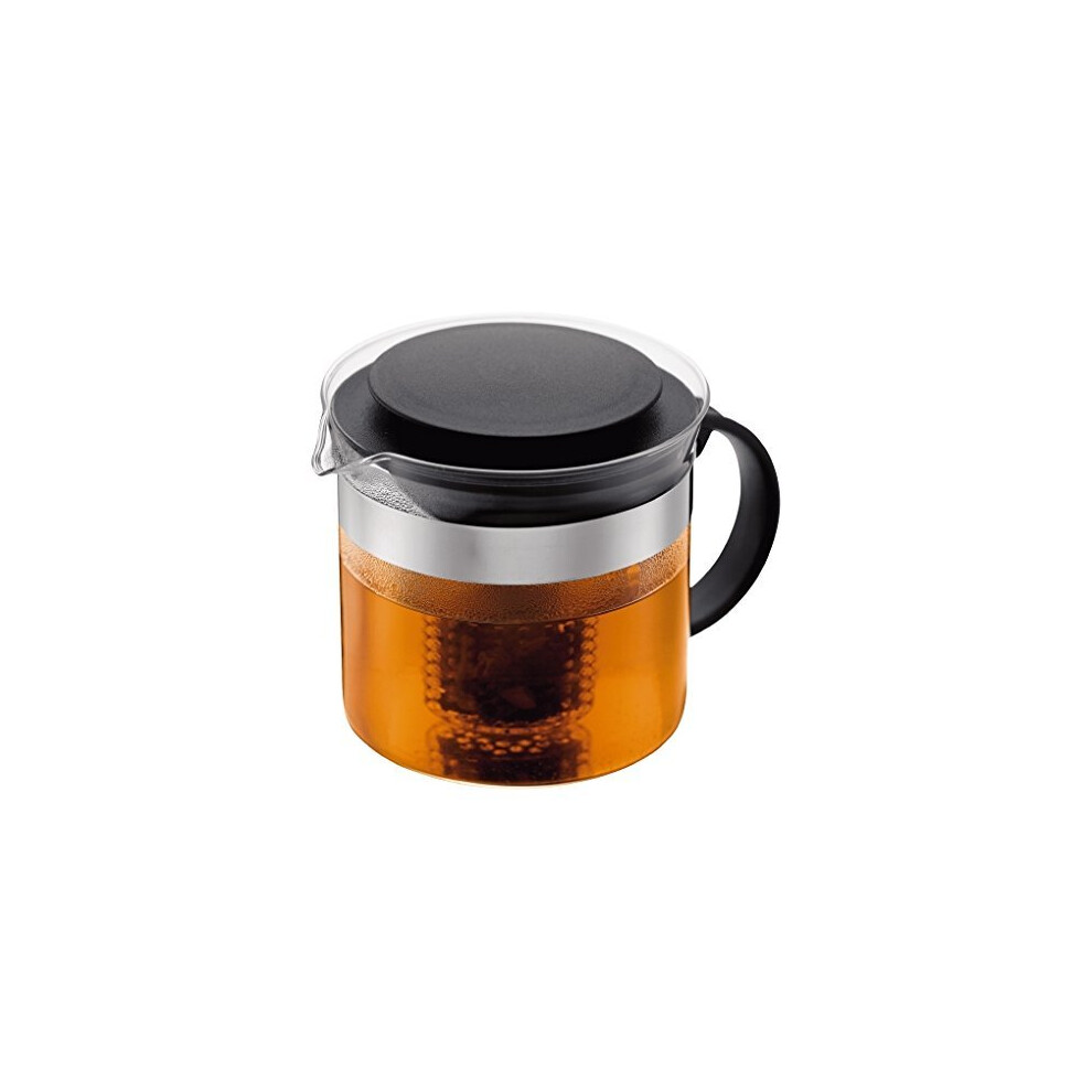 BODUM Bistro Nouveau Tea Press, Borosilicate Glass, Plastic Infuser - 1 L, Black