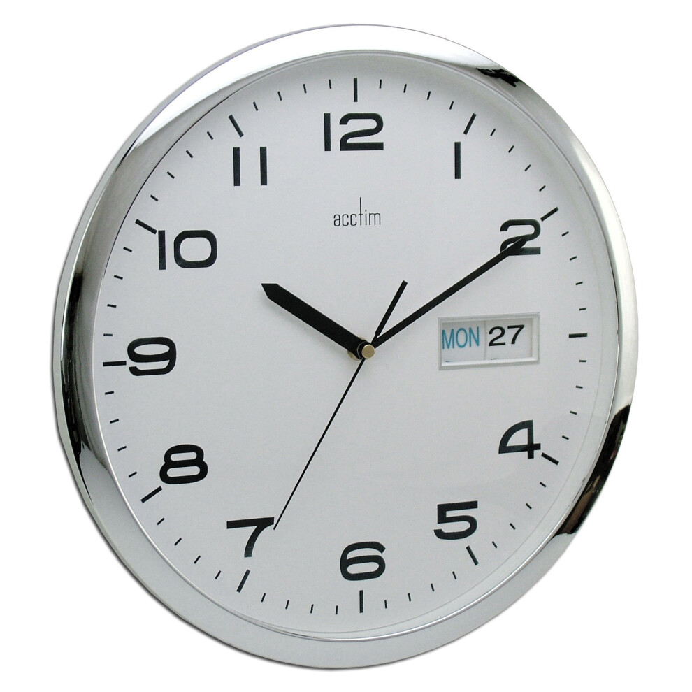 Acctim Supervisor Wall Clock, Chrome/White, 320 mm