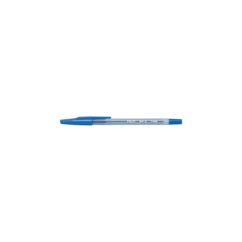 Pilot - BP-SF - Refillable Ballpoint Pen Fine point - Crystal Plastic Body with Cap - Blue - Set of 12