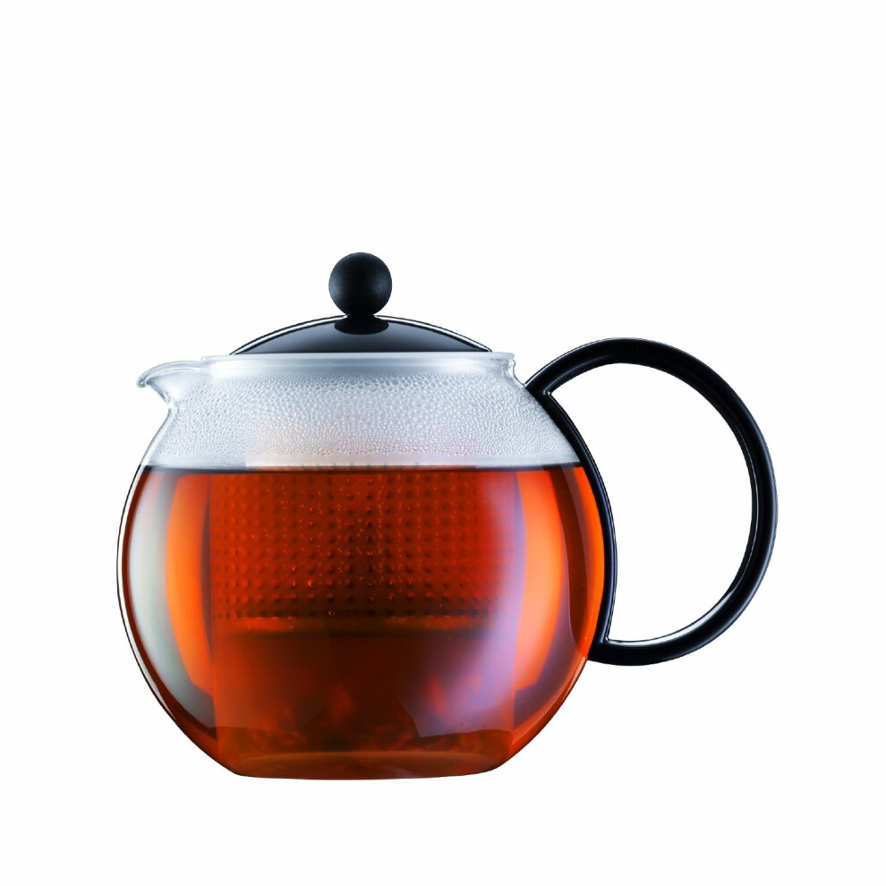 BODUM ASSAM Tea Maker (Plastic Strainer, Plastic Lid, 1.0 L/34 oz) - Black