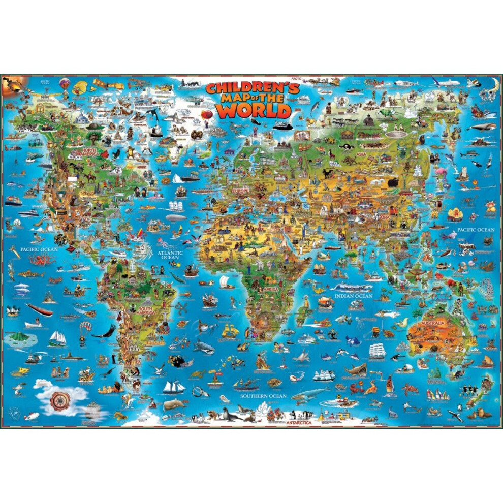 Childrens Map of the World flat laminated map dino (Dino Wall Maps for Children)