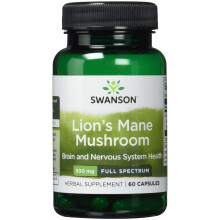Swanson Vollspektrum Löwenmähne Pilz Kapseln, 500 mg, Packung mit 60