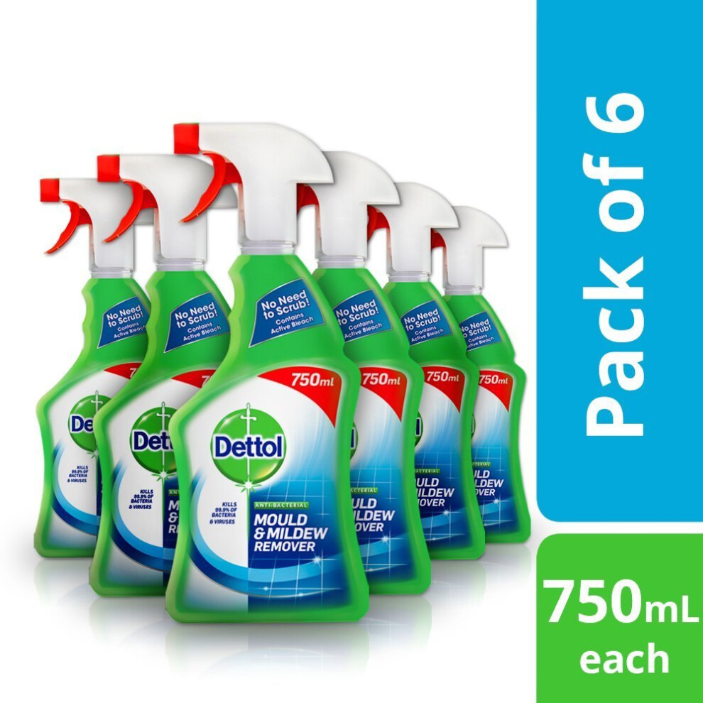 Dettol Mould and Mildew Remover Spray, 750 ml, Pack Of 6