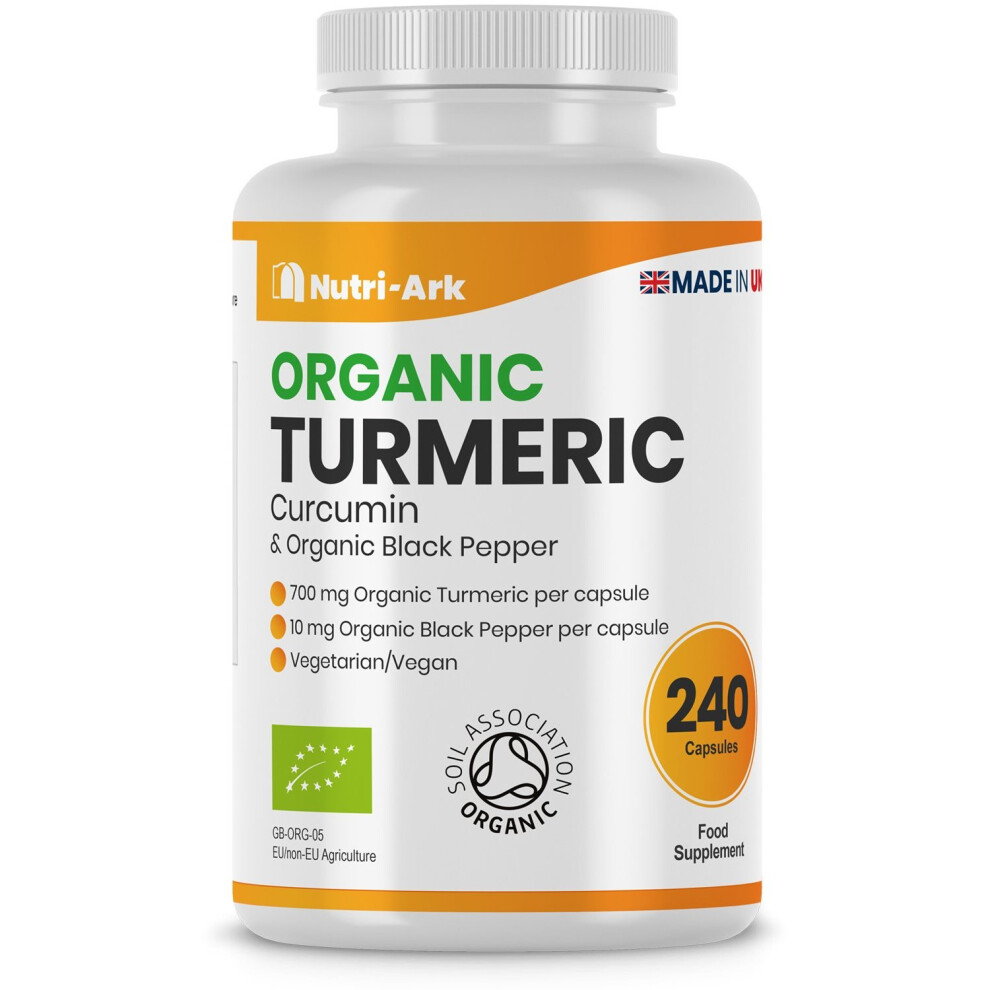 Organic Turmeric 700mg, 240 Capsules with Organic Black Pepper