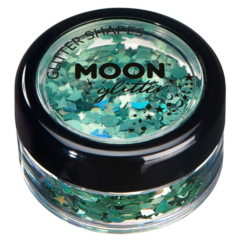 Moon-Glitter Green Holographic Glitter Shapes By Moon Glitter Ã¢Â¬Â 100% Cosmetic Glitter For Face, Body, Nails, Hair And Lips - 3G