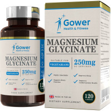 Magnesium Glycinate 250mg - 120 Vegetarian Capsules | Highly Bioavailable Form of Magnesium | Manufactured in The UK in ISO Licensed Facilities