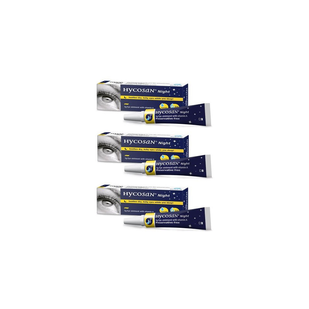 Hycosan Night Soothing Preservative-Free With Vitamin A Eye Ointment 3 Pack
