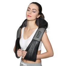 Nekteck Shiatsu Deep Kneading Massage Pillow with Heat, Car/Office Chair Massager, Neck, Shoulder, Back, Waist Massager Pillow - Black