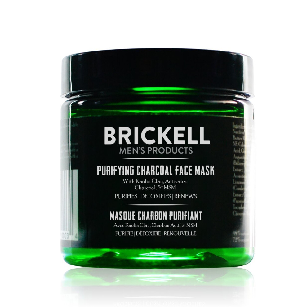 Brickell-Men's-Products Brickell Men's Purifying Charcoal Face Mask - Natural Activated Charcoal Mask With Detoxifying Kaolin Clay - 4Oz