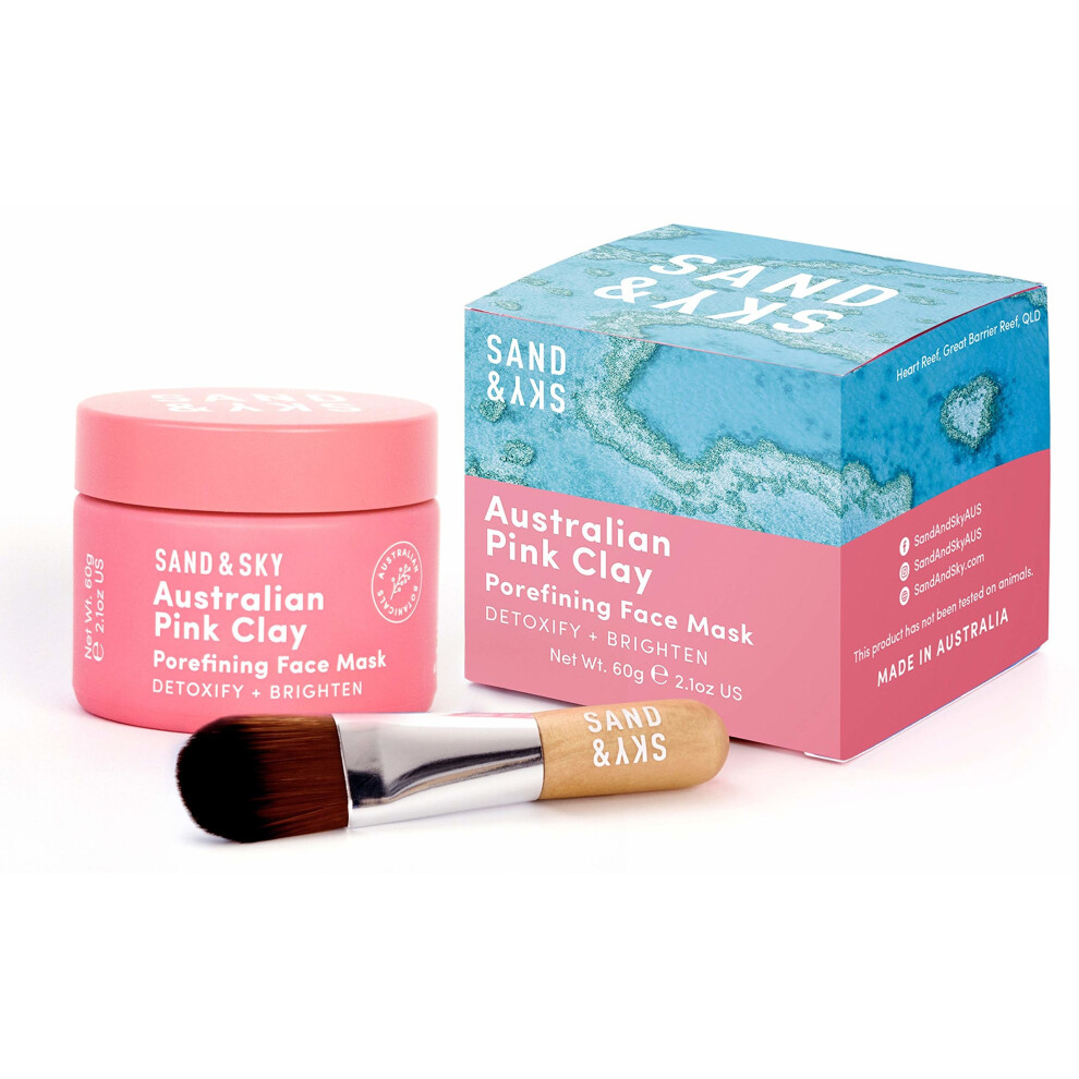 Sand-&-Sky Pink Sand & Sky Australian Clay Porefining Face Mask With Bonus Face Mask Brush