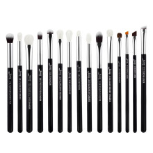 Set Pennelli Trucco Occhi Jessup Professionale 15pz con Ombretto, Correttore, Eyeliner (Nero Perlato/Argento)