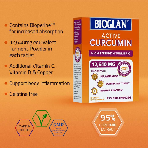 Bioglan Active Curcumin, High Strength Turmeric extract, 1 month supply - 30 Tablets 1