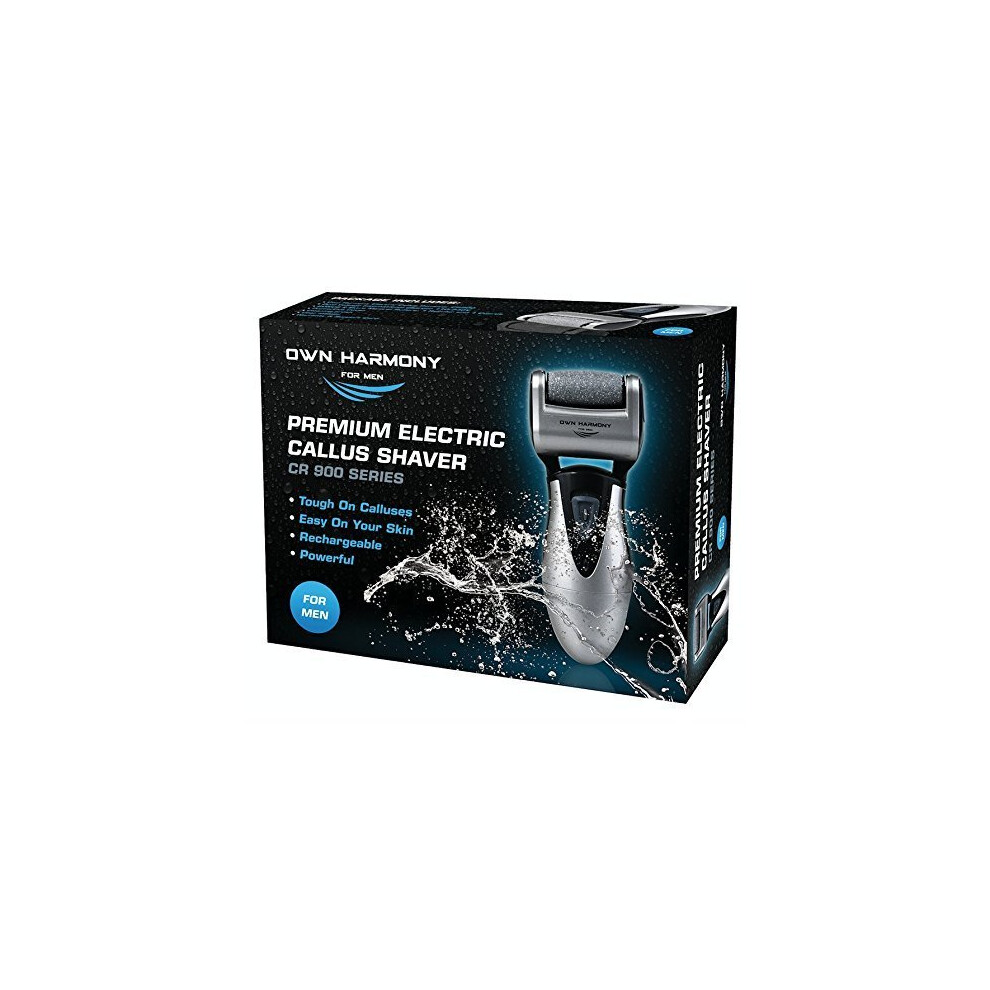 Own Harmony Electric Callus Remover for Men - Rechargeable Pedicure Tool with 3 Micro Diamond Rollers (Regular & Extra Coarse) CR900