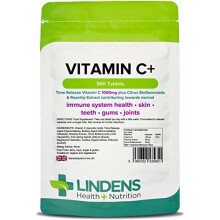 Lindens Vitamin C+ 1000mg (Time Release) Tablets | 360 Pack | High-Strength 1250% NRV dose contributes to Normal Immune System, Skin, Teeth, Gums &...