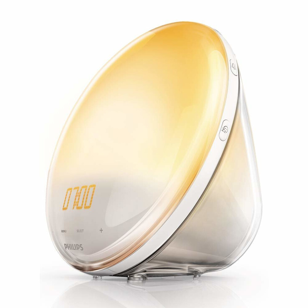 Philips Wake-up Light Alarm Clock with Coloured Sunrise Simulation, 7 Natural Sounds & Radio Function - HF3531/01